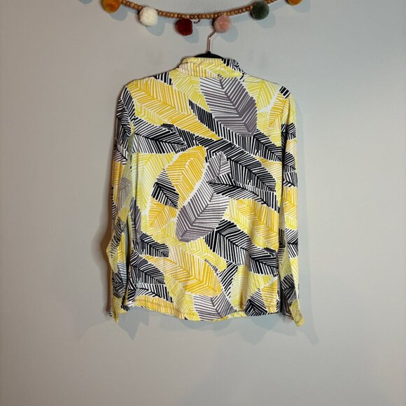 IKBUL yellow black and white patterned half zip vented golf top - Picture 6 of 6